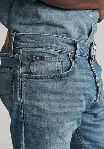 Details shot of pockets on Polo straight jeans