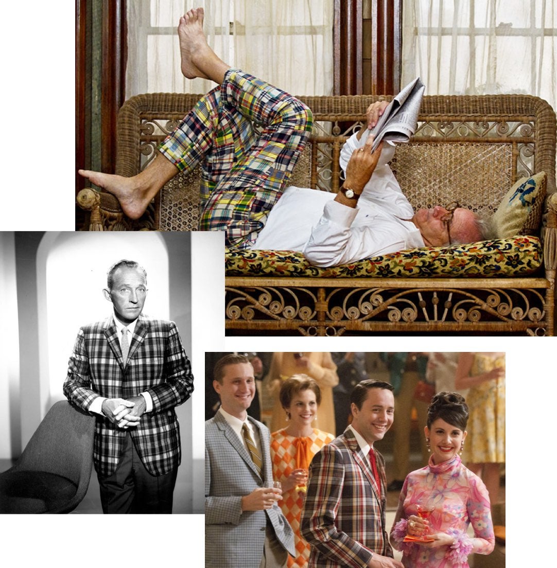         <strong>LES HOMMES S'HABILLENT EN MADRAS</strong><br />        <span          >Bing Crosby en 1955, Bill Murray dans <em>Moonrise Kingdom</em>, et          Pete Campbell, dans la s&eacute;rie <em>Mad Men</em>.</span        >      