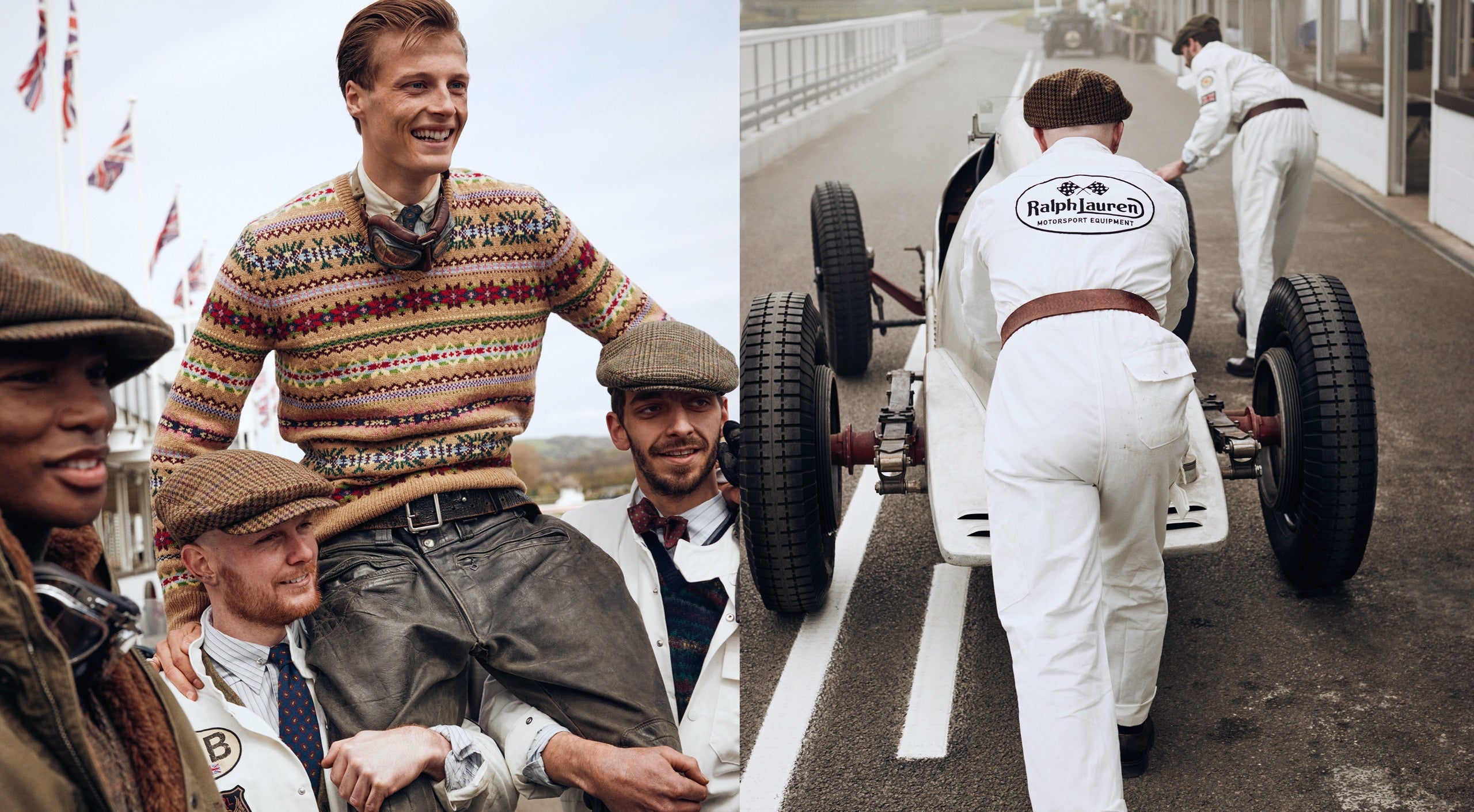 <strong>PHOTOGRAPHI&Eacute; SUR PLACE</strong><br/><span>La collection Polo Originals de cette saison, inspir&eacute;e de l'&acirc;ge d'or des courses automobiles de Grand Prix, a &eacute;t&eacute; photographi&eacute;e sur le Goodwood Motor Circuit, situ&eacute; dans le West Sussex, dans le domaine de Goodwood de pr&egrave;s de 5 000 hectares.  Le circuit est c&eacute;l&egrave;bre pour avoir accueilli plusieurs &eacute;v&eacute;nements prestigieux de sport automobile, dont le c&eacute;l&egrave;bre Festival of Speed and Revival. </span> <br/><rlmag_link href="https://www.ralphlauren.be/fr/search?cgid=brands-prl-tough-and-refined-cg"><button class="shop-collection">D&Eacute;COUVRIR LA COLLECTION</button></rlmag_link>
