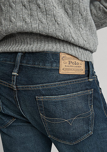 Detail shot of back of Slim Straight jeans & Polo label