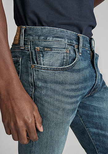 Details shot of pockets on Polo skinny jeans