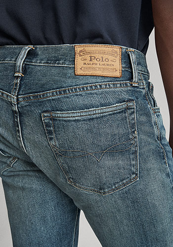Detail shot of back of skinny jeans & Polo label
