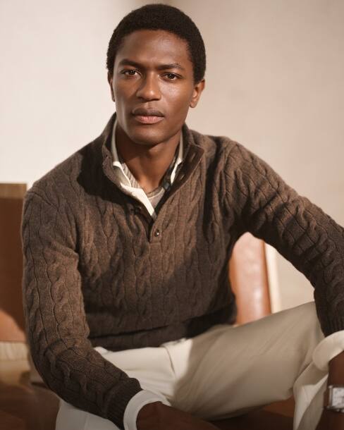 Cable-Knit Cashmere Mockneck Jumper