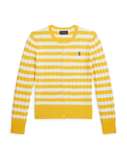 Striped Mini-Cable Cotton Cardigan