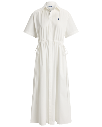 Robe-chemise maxi cordon serrage coton