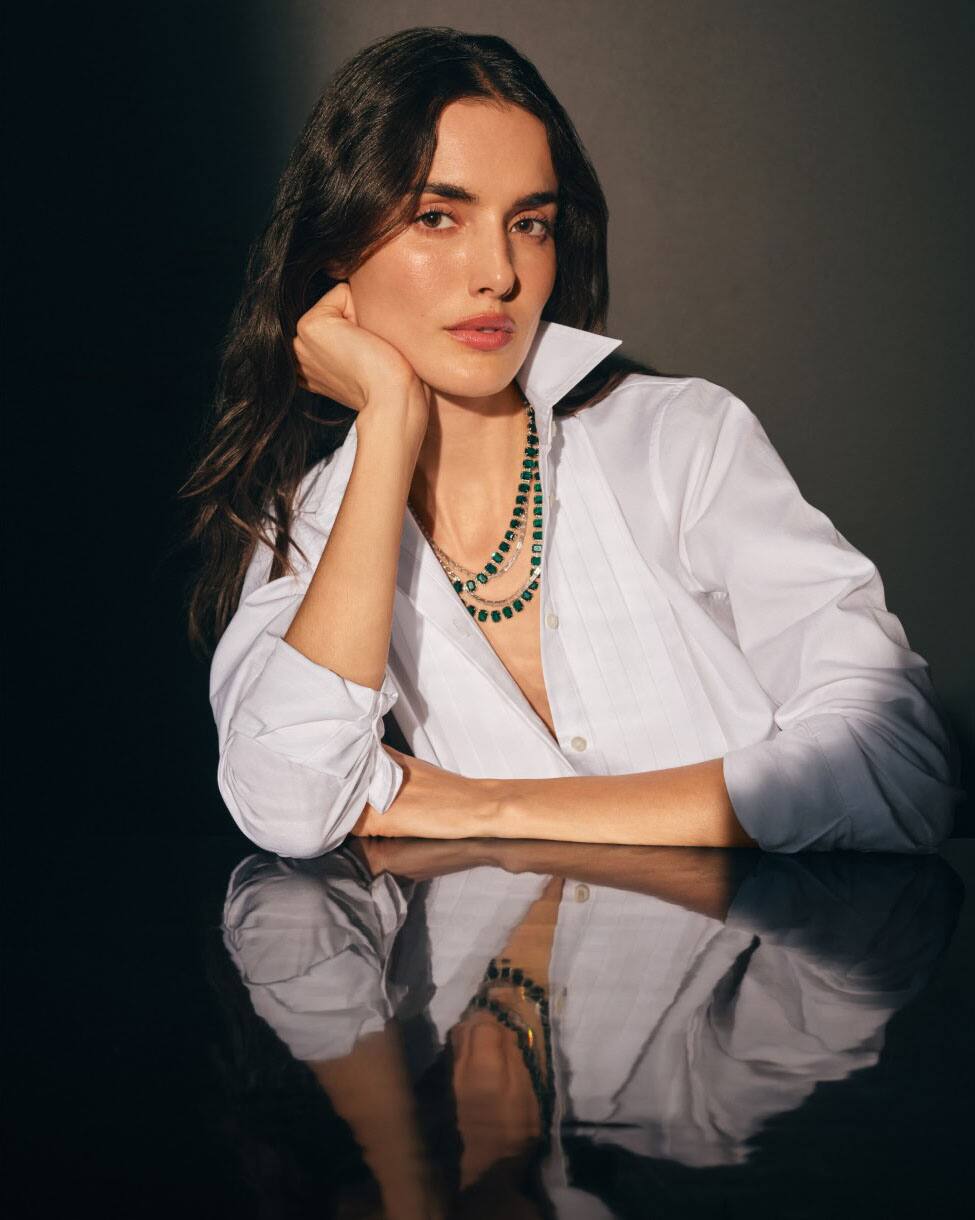 Collier tennis plaqué rhodium pierres