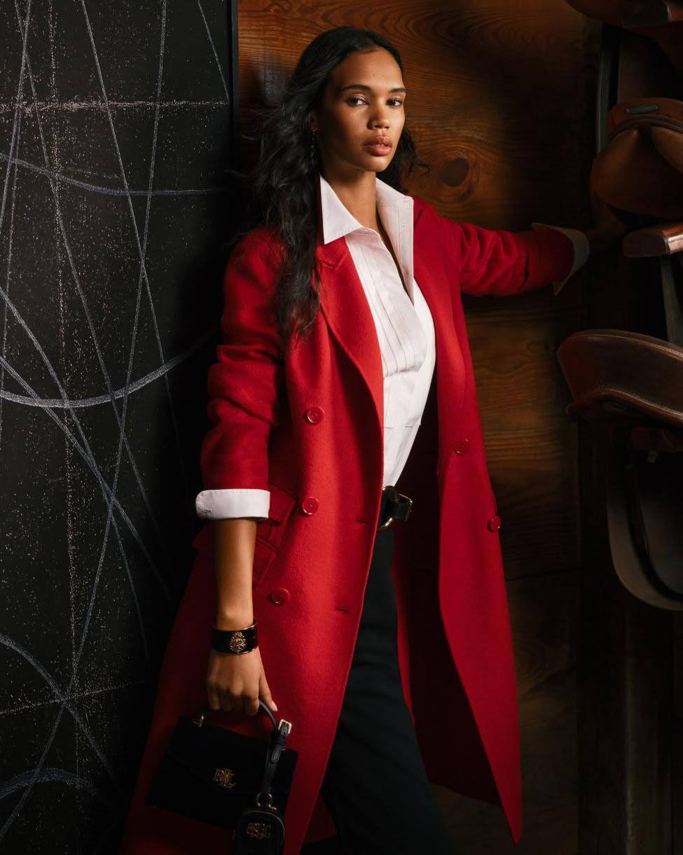 Manteau croisé en laine mélangée