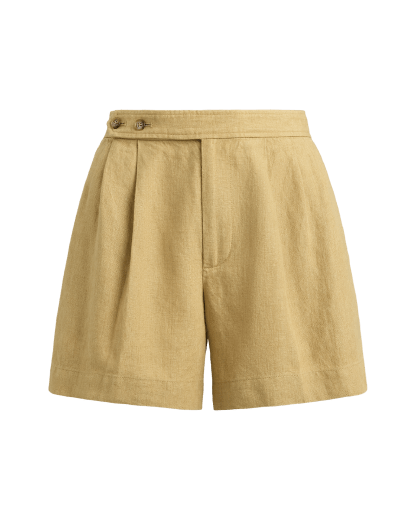 Short à pinces en lin délavé
