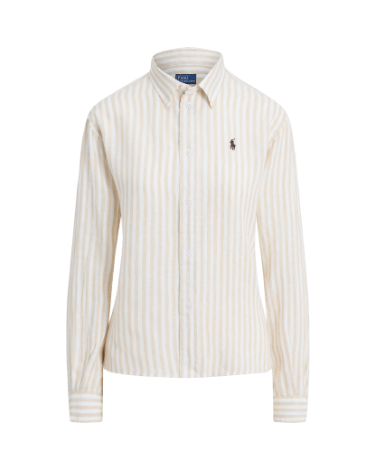 Chemise rayée Classic Fit coton et lin 