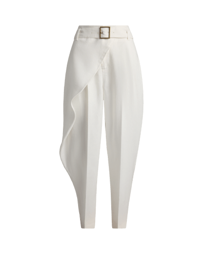 Pantalon fuselé portefeuille en lin