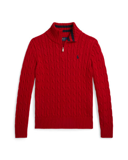 Pull demi-zippé en coton torsadé