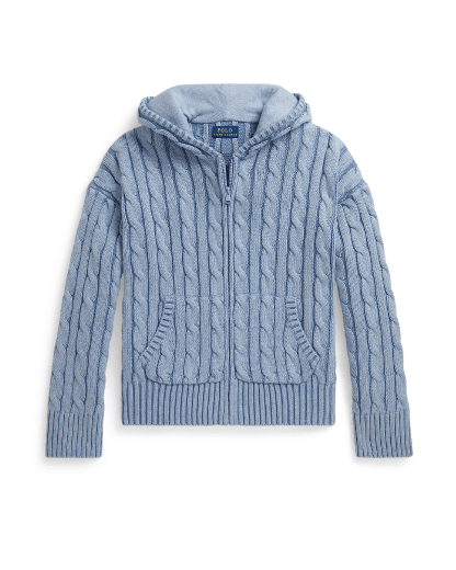 Sweat à capuche zippé torsadé en coton
