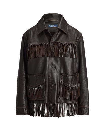 Veste en cuir à bordure frangée