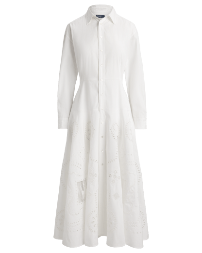 Robe-chemise en coton broderie anglaise