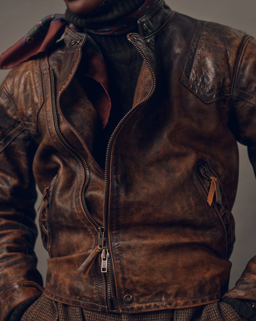 Veste moto en cuir