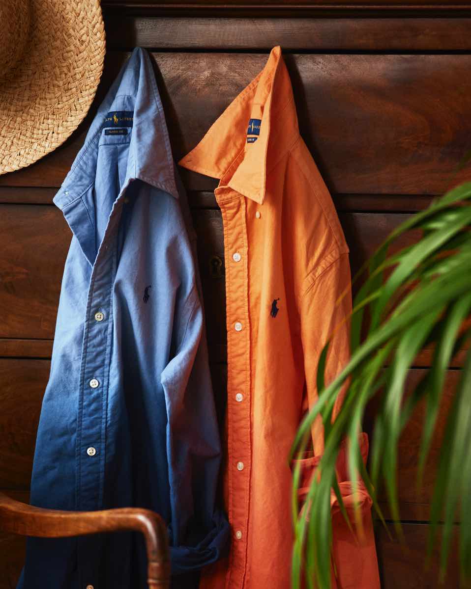 Slim fit garment-dyed Oxford overhemd