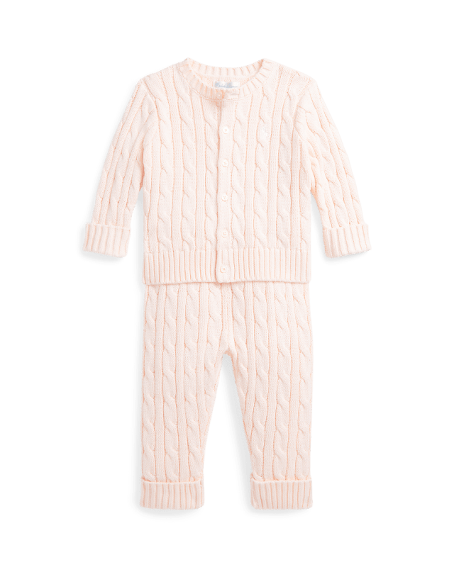 Katoenen set van kabelvest en broek