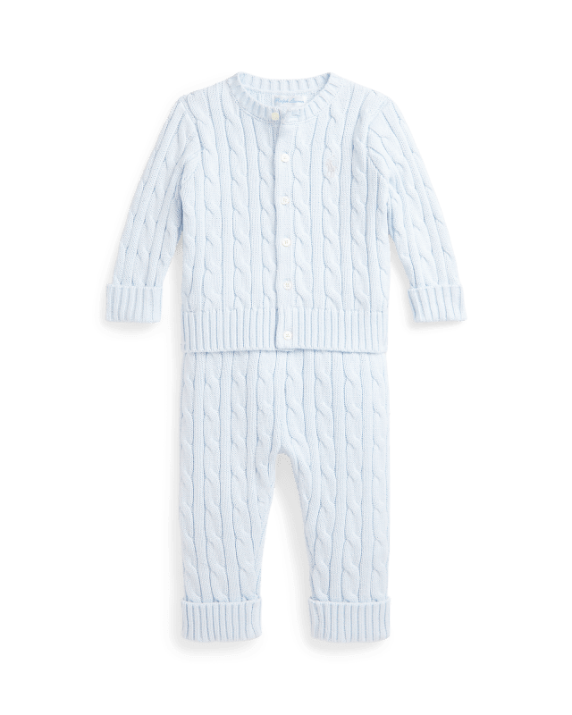Katoenen set van kabelvest en broek