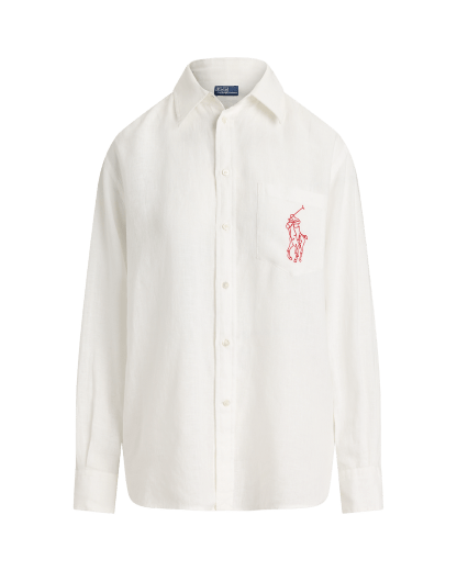 Oversized fit linnen Big Pony overhemd