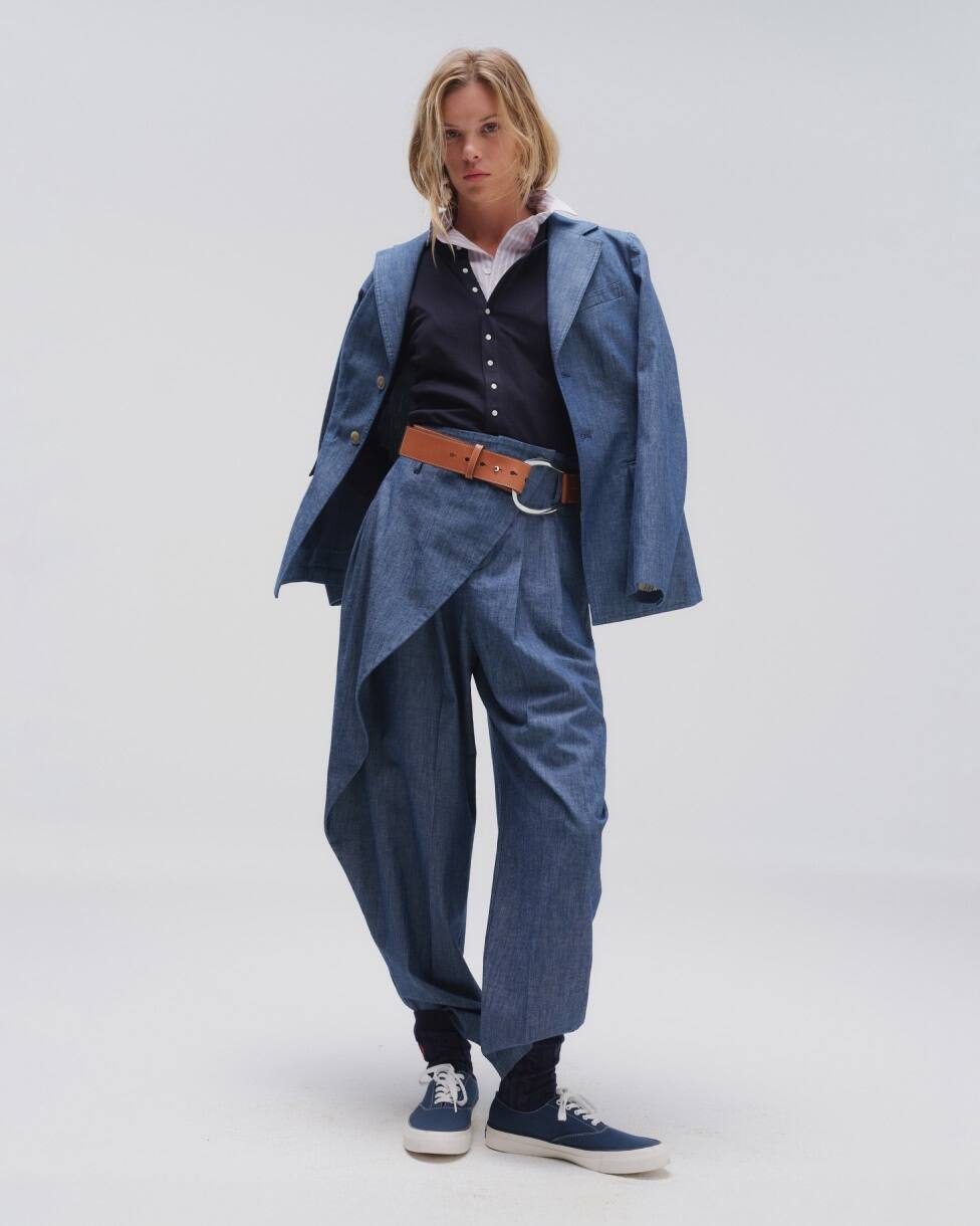 Single-breasted chambray blazer