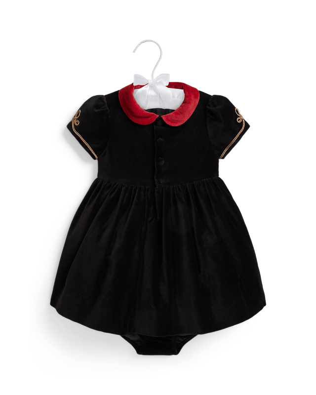 Fluwelen jurk met soutache en bloomer